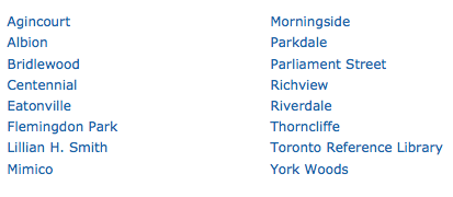 LSP locations at Toronto Public Library