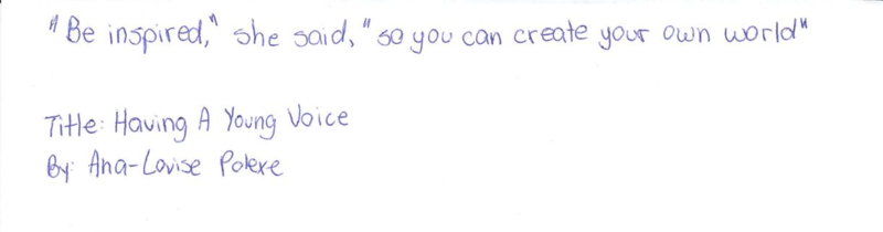 PROSE Having a Young Voice by Ana-Louise Polexe