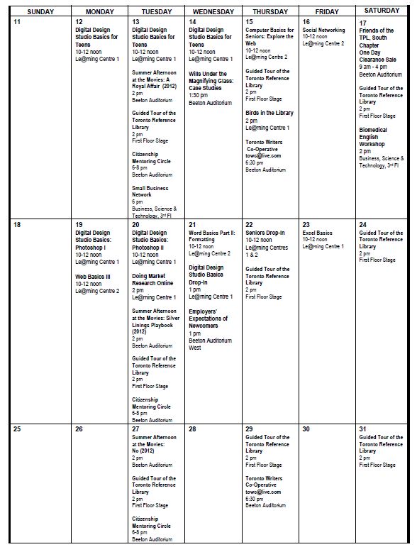 August TRL Programs 2 August TRL Programs 2