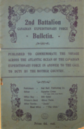 2nd Battalion Canadian Expeditionary Force Bulletin 2nd Battalion Canadian Expeditionary Force Bulletin