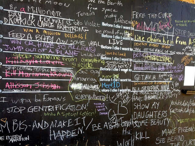 Before I Die Chalkboard 5 by Cory Doctorow via Flickr Before I Die Chalkboard 5 by Cory Doctorow via Flickr