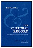 Libraries and the Cultural Record Libraries and the Cultural Record