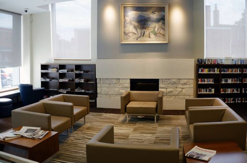 Brentwood Branch Toronto Public Library fireplace photo 2015