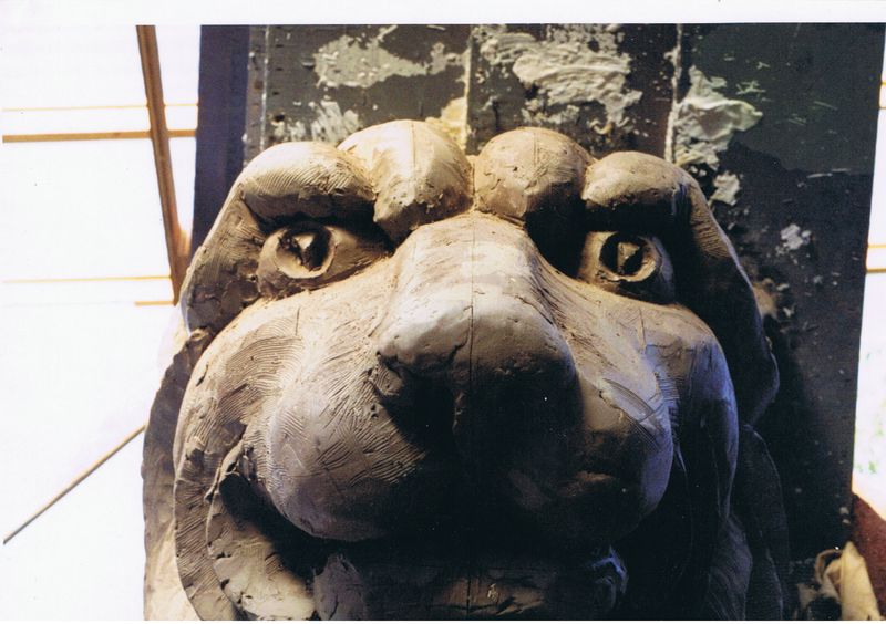 Edward the lion head in clay