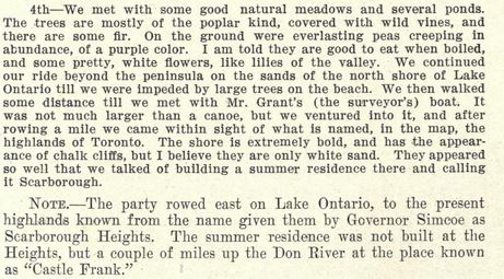 The diary of Mrs John Graves Simcoe reference to Scarborough on August 4 1793