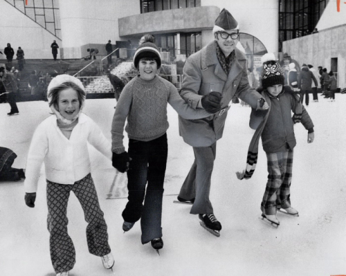Skating at Albert Campbell Square in 1973 Skating at Albert Campbell Square in 1973