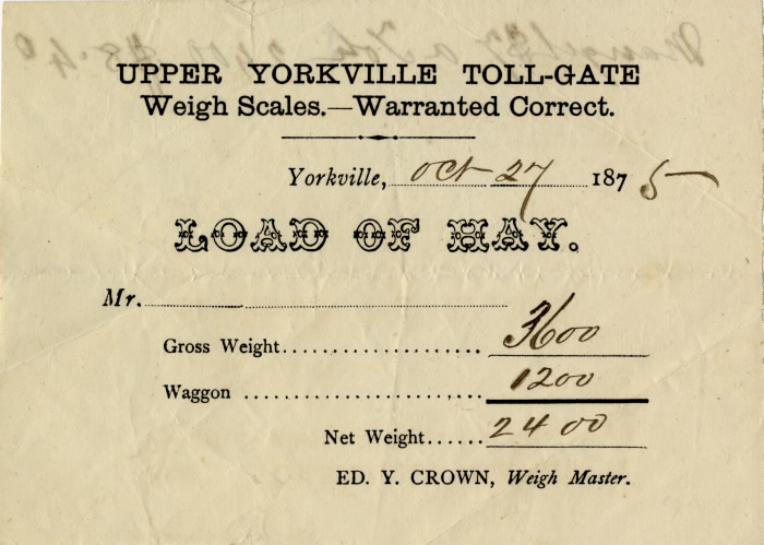 Upper Yorkville toll-gate weigh scales 1875tollgatevs Upper Yorkville toll-gate weigh scales 1875tollgatevs
