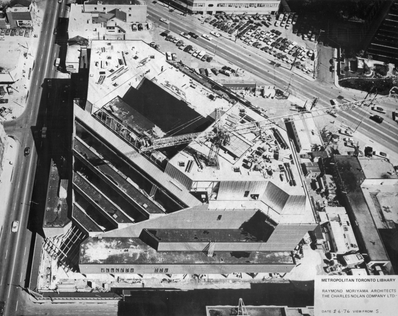 1977 exterior photo construction of Toronto Reference Library