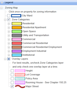 Zoning map legend