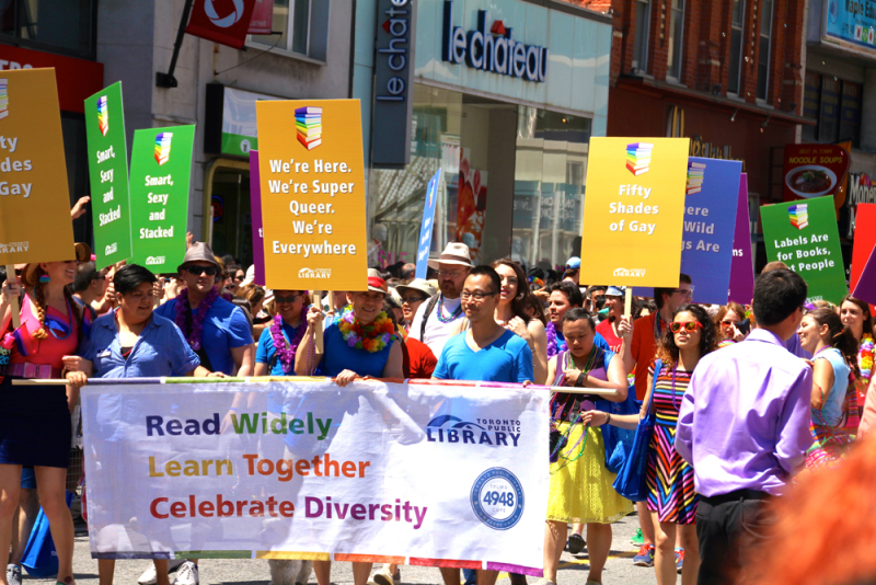 Twoaussiesincanada wordpress 2013 Toronto Public Library march in Pride Parade