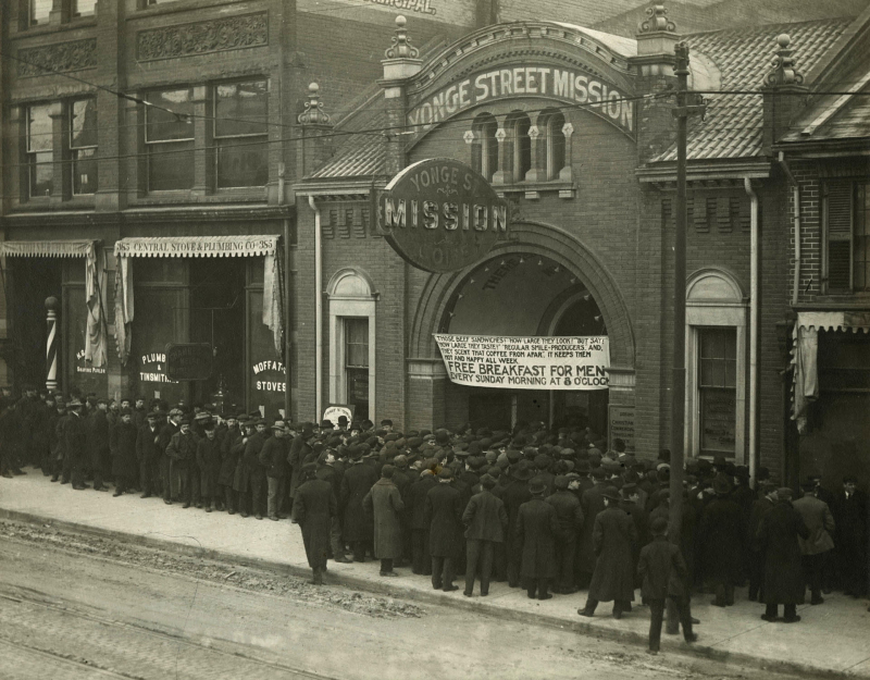 Going into the Mission for Sunday Morning Free Breakfast 1912