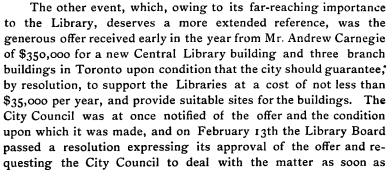 Excerpt from Toronto Public Library Annual Report 1903#1 Excerpt from Toronto Public Library Annual Report 1903#1