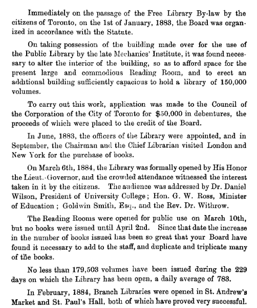 Page 3 of The First Annual Report of the Toronto Public Library 1883-4