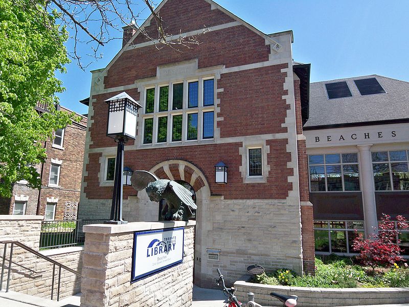 Beaches Branch Toronto Public Library exterior photo of bronze owl sculpture and reading garden (reason # 70)