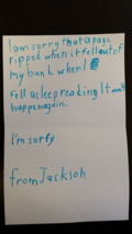 library note from Jackson