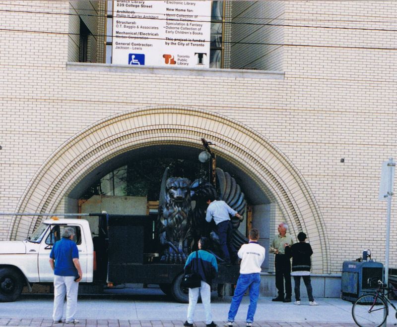 Griffins being moved into place