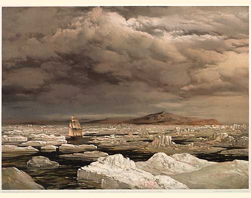 Cresswell, Samuel Gurney. “La première découverte de la terre par la H.M.S. Investigator, le 6 septembre 1850.”. Londres, 1854