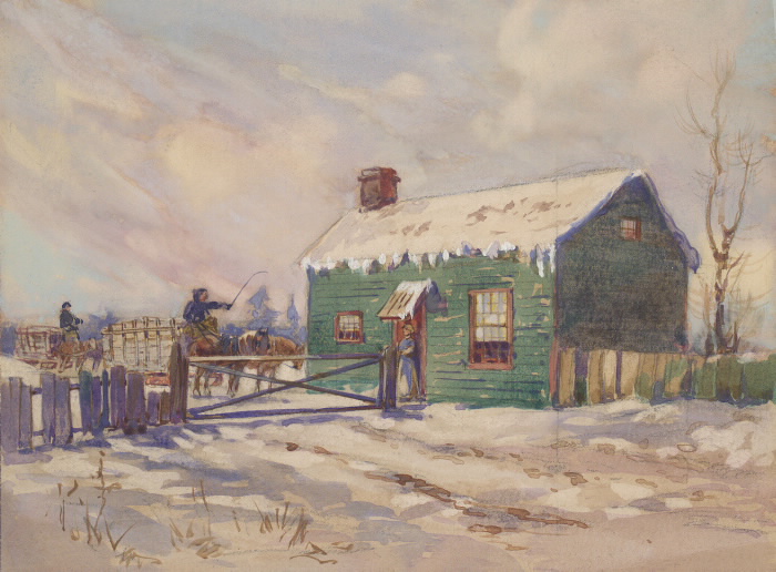 Toll Gate, Dundas St. W., n. side, between Sheridan & Brock Aves. (Brockton toll gate) John Wesley Cotton circa 185- pictures-r-5832 Toll Gate, Dundas St. W., n. side, between Sheridan & Brock Aves. (Brockton toll gate) John Wesley Cotton circa 185- pictures-r-5832