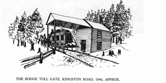 The Rouge Toll Gate Kingston Road 1840 Approx page 76 RR Bonis A History of Scarborough The Rouge Toll Gate Kingston Road 1840 Approx page 76 RR Bonis A History of Scarborough