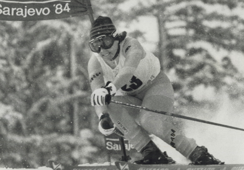 Laurie Graham in a ski race Laurie Graham in a ski race