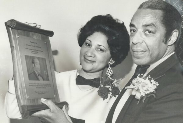 Bromley Armstrong and his wife Marlene receiving an award