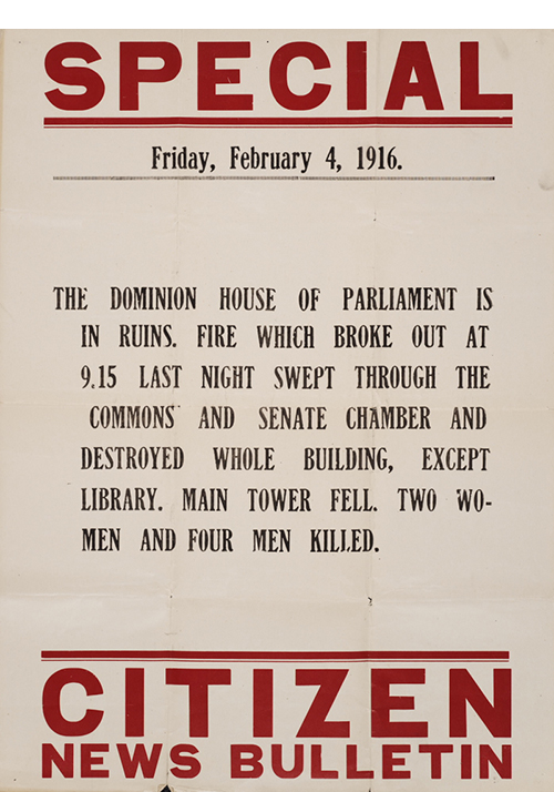 Bulletin about the parliament burning down