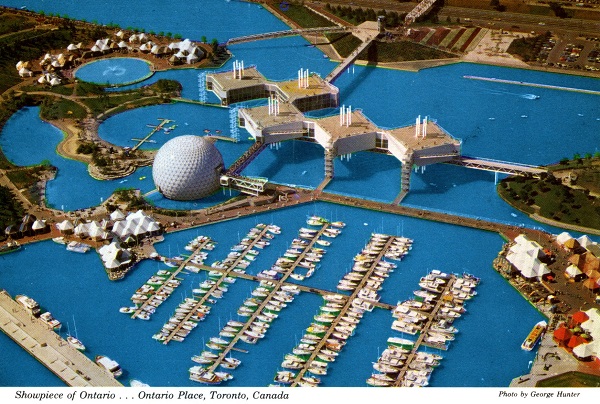 Vintage postcard circa 1970s aerial view Showpiece of Ontario ...   Ontario Place Toronto Ontario photo by George Hunter 