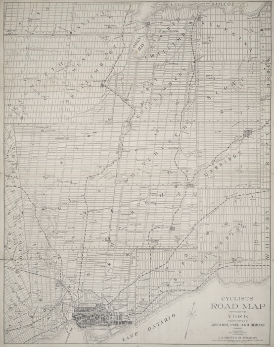 1896 Cyclists' road map for the county of York  including portions of Ontario  Peel and Simcoe counties
