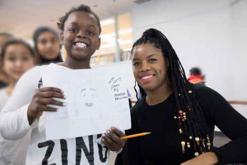 Perdita and a Grade 4 Student