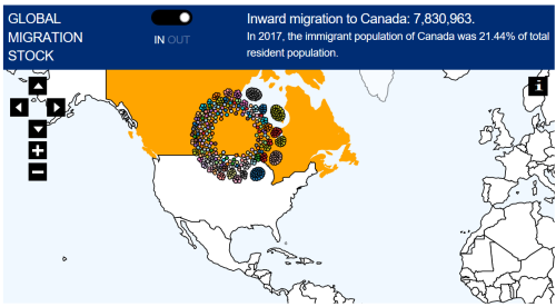 Inward migration to Canada 2017