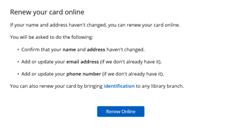 Online card renewal