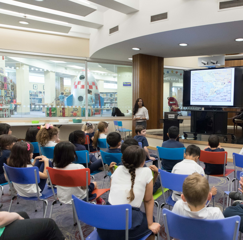 Broti presenting to a group of grade 2 and 3 students at the S. Walter Stewart Branch Broti presenting to a group of grade 2 and 3 students at the S. Walter Stewart Branch