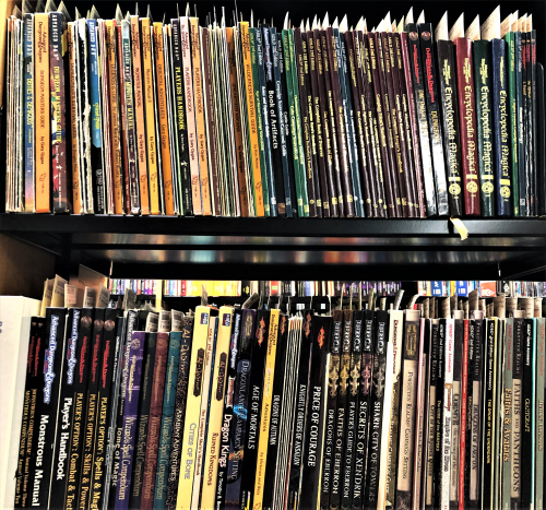 Some shelves of Dungeons and Dragons at the Merril Collection