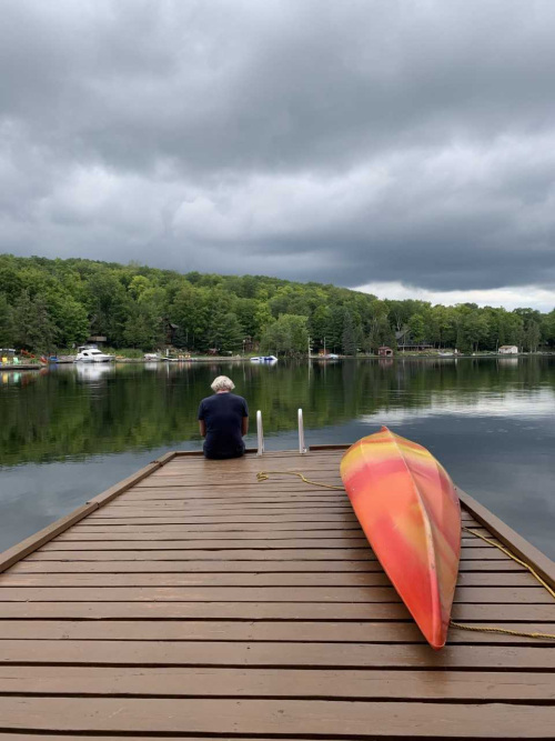 Cottage dock view 2019 cloudy day