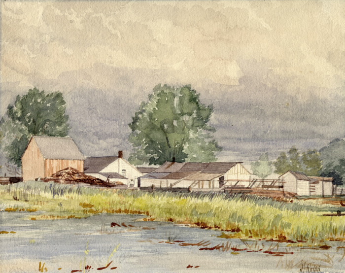 Home of David Ward Sr. on  Centre Island. painted by J.T. Rolph, 1880
