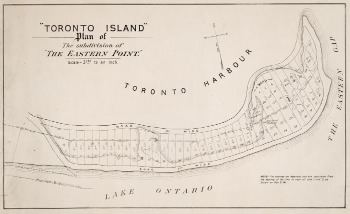 Toronto Island, Plan of the subdivision of "The Eastern Point," 1880