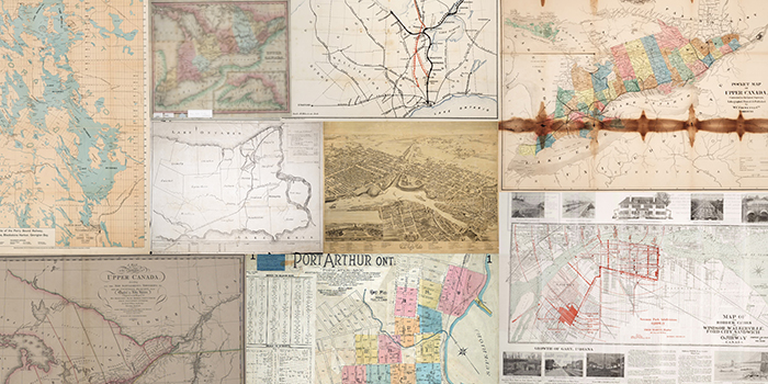 Collage of vintage Ontario maps