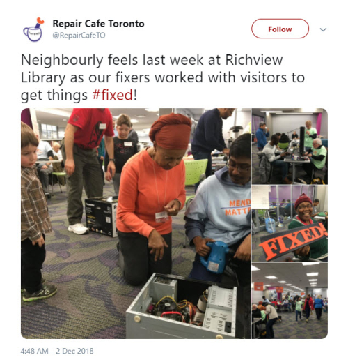 Tweet about Repair Cafe