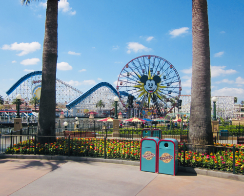 Roller coaster and ferris wheel at Disney's California Adventure Park.