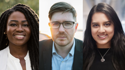 From left to right: Brittany Andrew-Amofah, Dave Moscrop, Fatima Syed