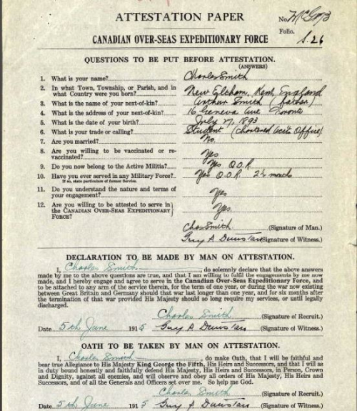 Smith attestation 1915