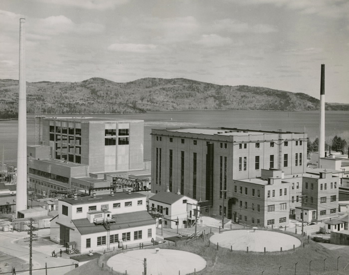 View from a distance of the entire Chalk River Laboratories facility on the Ottawa River.