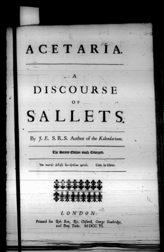 Acetaria a discourse of sallets