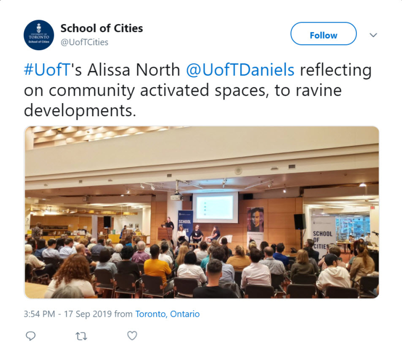 Tweet from U of T School of Cities