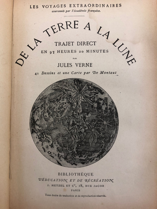 Title page of "From the Earth to the Moon" by Jules Verne