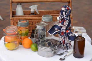 Sophi's zero waste kit - reusable jars, fabric and more.