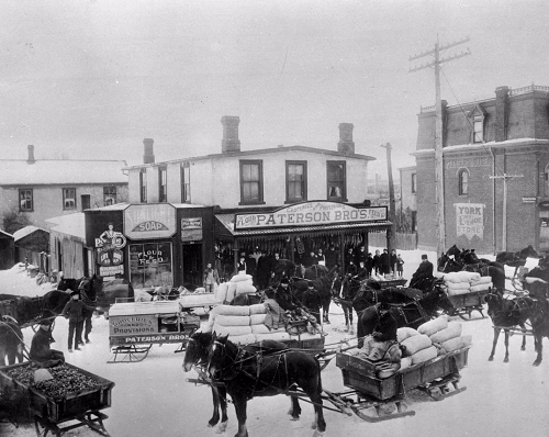 Danforth Avenue  north side  west from Dawes Road; group portrait of some inhabitants of Little York  1900