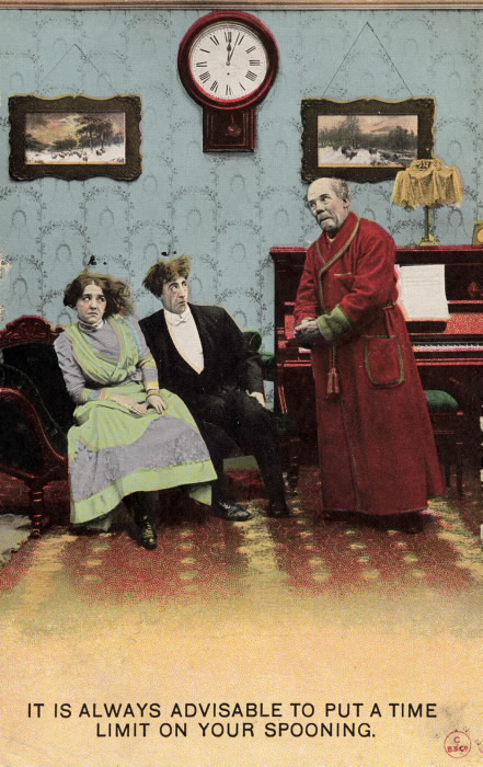 It is always advisable to put a time limit on spooning - vintage 1911 postcard