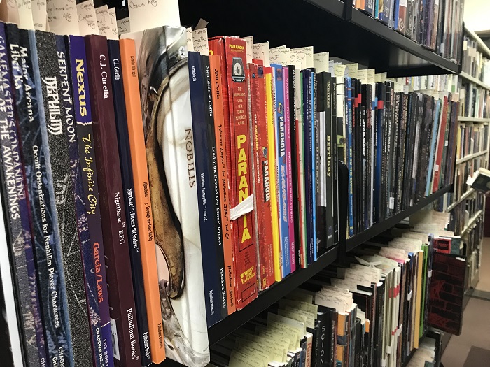 Shelf of role playing game books