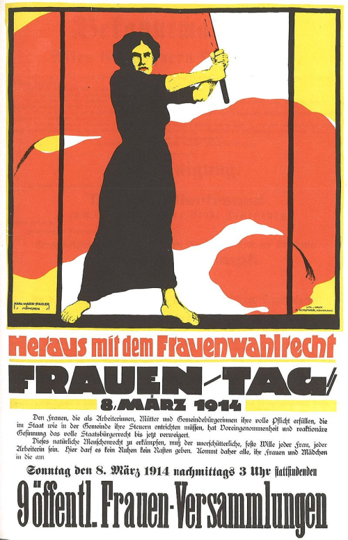 Poster for Women's Day  March 8  1914  demanding voting rights for women.